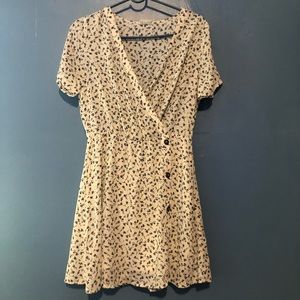 Blue Floral White Dress